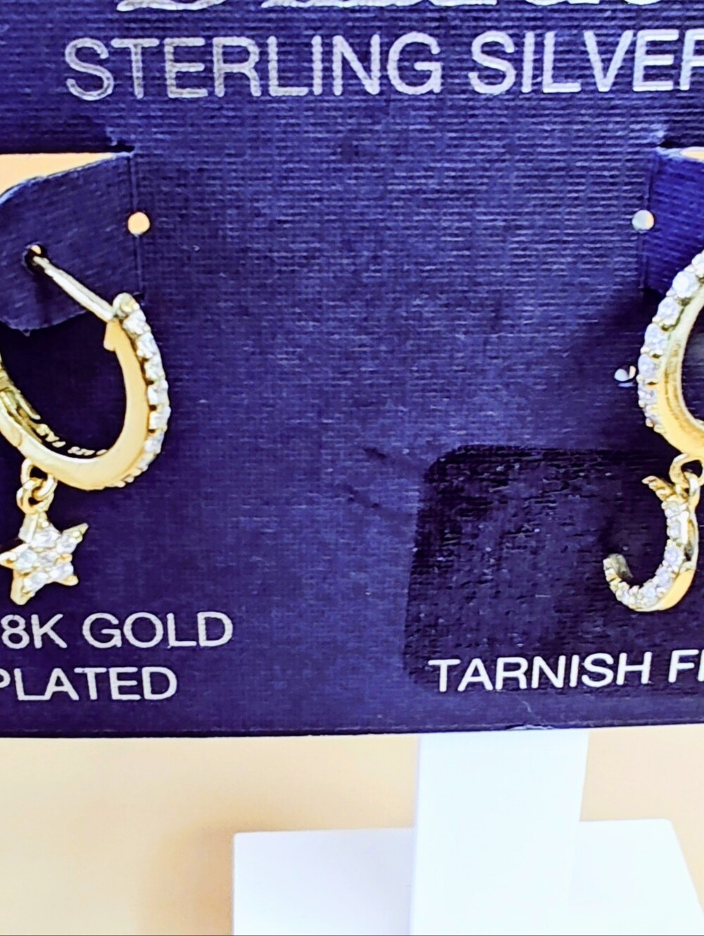 Scroll 18k Plated Star & Moon Earrings